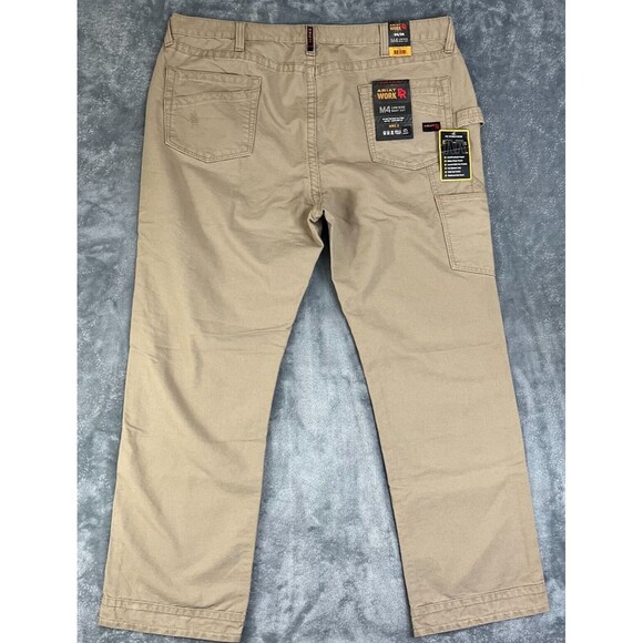 NEW Ariat Mens 44x34 FR M4 Workhorse Relaxed Bootcut Pants Jeans Beige Khaki Tan - Picture 5 of 16